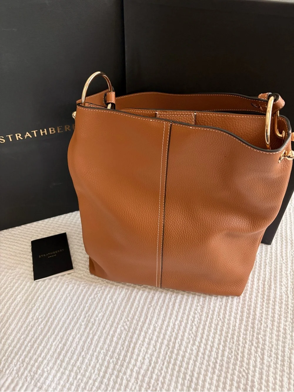 Strathberry Lana Large Hobo Grain Leather Tan Shoulder Bag Like New